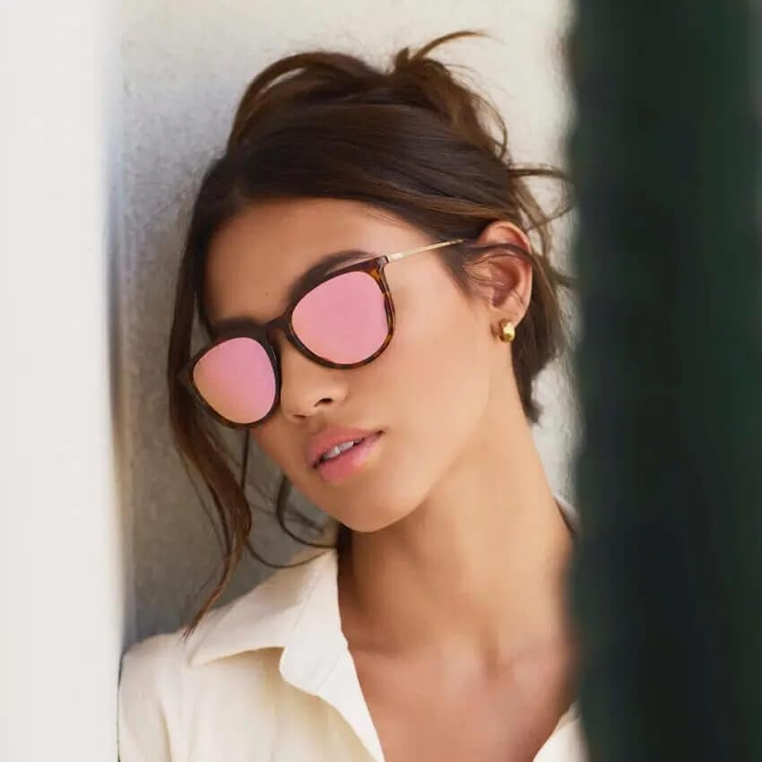image:imageWearMe Pro Round Polarized Sunglasses for Women  UV400 Protection Lightweight Frame Vintage Retro StyleTortoise Frame  Mirror Pink Lens