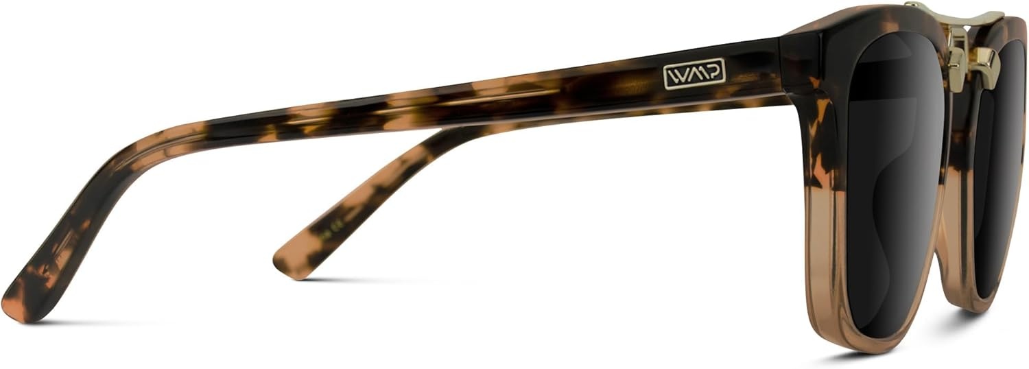 image:imageWearMe Pro WMP Eyewear  Womens Oversized Polarized Sunglasses Square Vintage Style with Metal DoubleBar BridgeCrystal Brown TortoiseBlack Lens