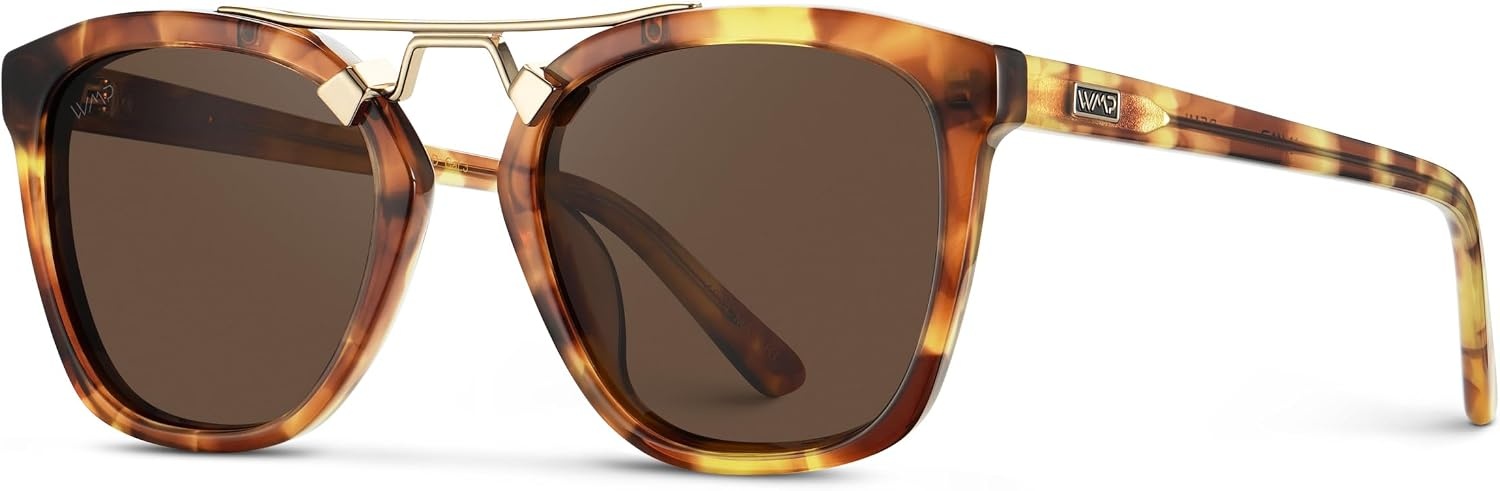 image:imageWearMe Pro WMP Eyewear  Womens Oversized Polarized Sunglasses Square Vintage Style with Metal DoubleBar BridgeHoneycomb Tortoise  Brown Lens
