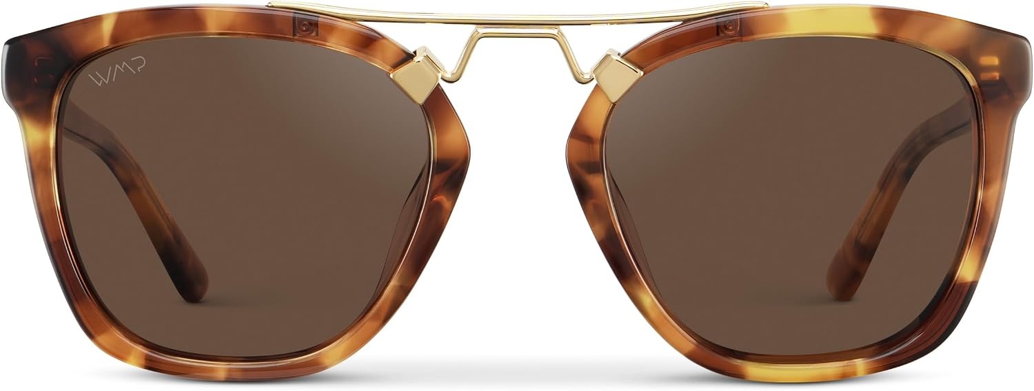 image:imageWearMe Pro WMP Eyewear  Womens Oversized Polarized Sunglasses Square Vintage Style with Metal DoubleBar BridgeHoneycomb Tortoise  Brown Lens