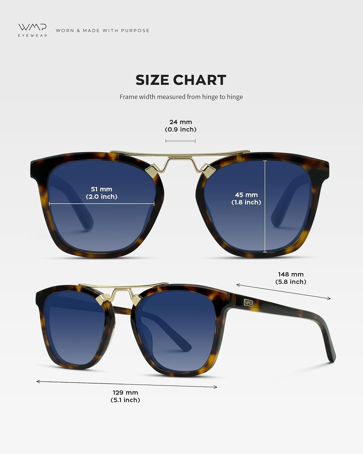 image:imageWearMe Pro WMP Eyewear  Womens Oversized Polarized Sunglasses Square Vintage Style with Metal DoubleBar BridgeWhiskey Brown TortoiseBlue Gradient Lens