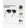 image:imageWMP Eyewear  Mens Modern Geometric P3 Round Retro Polarized Sunglasses Lightweight Acetate Frame Premium UV ProtectionBlack  Oak Brown Gradient Lens