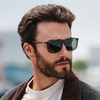 image:imageWMP Eyewear  Mens Polarized Flat Top Square SunglassesCrystal Grey  Smoke Green Lens