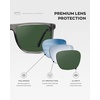 image:imageWMP Eyewear  Mens Polarized Flat Top Square SunglassesCrystal Grey  Smoke Green Lens