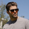 image:imageWMP Eyewear  Mens Polarized Flat Top Square SunglassesMatte Black Tortoise Frame  Brown Lens