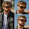 image:imageWMP Eyewear  Mens Polarized Rectangular Sunglasses Thick Acetate Frame Modern StyleBurnt Cedar Brown  Brown Gradient Lens