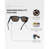 image:imageWMP Eyewear  Mens Polarized Rectangular Sunglasses Thick Acetate Frame Modern StyleCrystal Steel Blue  Brown Lens