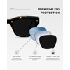 image:imageWMP Eyewear  Mens Polarized Rectangular Sunglasses Thick Acetate Frame Modern StyleObsidian Gold Tortoise  Triple Black Lens