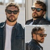 image:imageWMP Eyewear  Mens Polarized Rectangular Sunglasses Thick Acetate Frame Modern StyleObsidian Gold Tortoise  Triple Black Lens