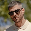 image:imageWMP Eyewear  Mens Polarized Retro Sunglasses  Classic Geometric Square Style Acetate Frame Keyhole BridgeBlack  Triple Black Lens