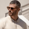 image:imageWMP Eyewear  Mens Polarized Retro Sunglasses  Classic Geometric Square Style Acetate Frame Keyhole BridgeDune Brown  Grey Brown Gradient Lens