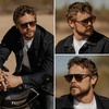 image:imageWMP Eyewear  Mens Polarized Round Aviator Sunglasses Lightweight Acetate Frame amp UV400 ProtectionCrystal Gunmetal  Grey Brown Gradient Lens