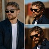 image:imageWMP Eyewear  Mens Polarized Square Sunglasses Thick Acetate Frame Modern Style UV400 ProtectionBlack  Triple Black Lens