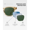 image:imageWMP Eyewear  Mens Retro Keyhole Polarized Square Sunglasses Premium Acetate Frame with Modern Classic DesignCrystal Champagne  Smoke Green Lens