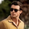image:imageWMP Eyewear  Mens Retro Keyhole Polarized Square Sunglasses Premium Acetate Frame with Modern Classic DesignCrystal Stone Blue  Brown Lens