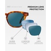 image:imageWMP Eyewear  Mens Retro Keyhole Polarized Square Sunglasses Premium Acetate Frame with Modern Classic DesignSaddlewood Tortoise  Laguna Blue Lens