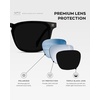 image:imageWearMe Pro  Mens Polarized Rectangular Sunglasses Bold Browline Keyhole Bridge Metal Rivets Modern Retro StyleBlack  Triple Black Lens
