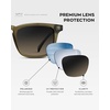 image:imageWearMe Pro  Mens Polarized Rectangular Sunglasses Bold Browline Keyhole Bridge Metal Rivets Modern Retro StyleKhaki Green  Grey Brown Gradient Lens