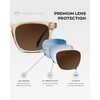image:imageWearMe Pro  Mens Polarized Rectangular Sunglasses Bold Browline Keyhole Bridge Metal Rivets Modern Retro StyleSand Brown  Brown Gold Gradient Lens