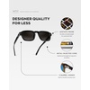 image:imageWearMe Pro  Mens Polarized Sunglasses Narrow Geometric Frame Rectangular Lenses Round Rivets Injected Metal CoreBlack  Oak Brown Gradient Lens