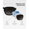 image:imageWearMe Pro  Mens Polarized Sunglasses Narrow Geometric Frame Rectangular Lenses Round Rivets Injected Metal CoreBlack  Oak Brown Gradient Lens