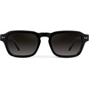 image:imageWearMe Pro  Mens Polarized Sunglasses Narrow Geometric Frame Rectangular Lenses Round Rivets Injected Metal CoreBlack  Oak Brown Gradient Lens