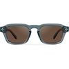 image:imageWearMe Pro  Mens Polarized Sunglasses Narrow Geometric Frame Rectangular Lenses Round Rivets Injected Metal CoreCrystal Stone Blue  Brown Lens