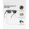 image:imageWearMe Pro  Mens Polarized Sunglasses Narrow Geometric Frame Rectangular Lenses Round Rivets Injected Metal CoreCrystal Stone Blue  Brown Lens