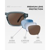 image:imageWearMe Pro  Mens Polarized Sunglasses Narrow Geometric Frame Rectangular Lenses Round Rivets Injected Metal CoreCrystal Stone Blue  Brown Lens