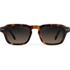 image:imageWearMe Pro  Mens Polarized Sunglasses Narrow Geometric Frame Rectangular Lenses Round Rivets Injected Metal CoreHavana Tortoise  Grey Brown Gradient Lens