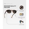image:imageWearMe Pro  Mens Polarized Sunglasses Narrow Geometric Frame Rectangular Lenses Round Rivets Injected Metal CoreHavana Tortoise  Grey Brown Gradient Lens