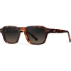 image:imageWearMe Pro  Mens Polarized Sunglasses Narrow Geometric Frame Rectangular Lenses Round Rivets Injected Metal CoreHavana Tortoise  Grey Brown Gradient Lens