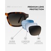 image:imageWearMe Pro  Mens Polarized Sunglasses Narrow Geometric Frame Rectangular Lenses Round Rivets Injected Metal CoreHavana Tortoise  Grey Brown Gradient Lens