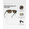 image:imageWearMe Pro  Mens Polarized Sunglasses Narrow Geometric Frame Rectangular Lenses Round Rivets Injected Metal CoreJade Green  Brown Gold Gradient Lens