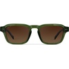image:imageWearMe Pro  Mens Polarized Sunglasses Narrow Geometric Frame Rectangular Lenses Round Rivets Injected Metal CoreJade Green  Brown Gold Gradient Lens