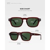 image:imageWearMe Pro  Mens Polarized Sunglasses Narrow Geometric Frame Rectangular Lenses Round Rivets Injected Metal CoreRed Garnet  Smoke Green Lens