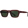 image:imageWearMe Pro  Mens Polarized Sunglasses Narrow Geometric Frame Rectangular Lenses Round Rivets Injected Metal CoreRed Garnet  Smoke Green Lens