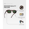 image:imageWearMe Pro  Mens Polarized Sunglasses Narrow Geometric Frame Rectangular Lenses Round Rivets Injected Metal CoreRed Garnet  Smoke Green Lens