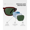 image:imageWearMe Pro  Mens Polarized Sunglasses Narrow Geometric Frame Rectangular Lenses Round Rivets Injected Metal CoreRed Garnet  Smoke Green Lens