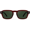 image:imageWearMe Pro  Mens Polarized Sunglasses Narrow Geometric Frame Rectangular Lenses Round Rivets Injected Metal CoreRed Garnet  Smoke Green Lens