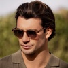 image:imageWearMe Pro  Mens Retro Round Oval Polarized Sunglasses Lightweight Acetate Frame UV Protection Metal Core DesignCrystal Brown  Grey Brown Gradient Lens