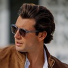 image:imageWearMe Pro  Mens Retro Round Oval Polarized Sunglasses Lightweight Acetate Frame UV Protection Metal Core DesignDenim Blue  Brown Lens
