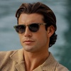 image:imageWearMe Pro  Mens Retro Round Oval Polarized Sunglasses Lightweight Acetate Frame UV Protection Metal Core DesignPalm Green  Smoke Green Gradient Lens