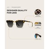 image:imageWearMe Pro  Modern SemiRimless Rectangular Polarized Trendy Sunglasses for Men and WomenBlaze Tortoise  Gradient Black Lens