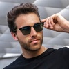 image:imageWearMe Pro  Modern SemiRimless Rectangular Polarized Trendy Sunglasses for Men and WomenBlaze Tortoise  Gradient Black Lens