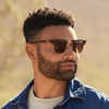 image:imageWearMe Pro  Modern SemiRimless Rectangular Polarized Trendy Sunglasses for Men and WomenCrystal Smoky AshBlack Lens