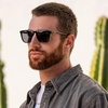 image:imageWearMe Pro  Polarized Lens Square Modern Sunglasses for MenBlack FrameBlack Lens