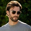 image:imageWearMe Pro  Polarized Lens Square Modern Sunglasses for MenClear  Brown Gold Gradient Lens