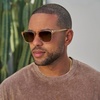 image:imageWearMe Pro  Polarized Lens Square Modern Sunglasses for MenSand Brown  Brown Gold Gradient Lens