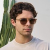 image:imageWearMe Pro  Polarized Lens Square Modern Sunglasses for MenSand Brown  Brown Gold Gradient Lens